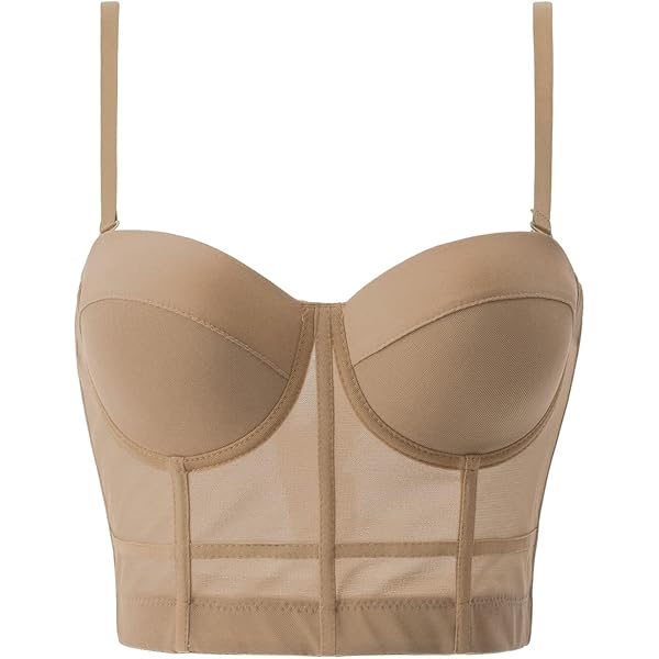 ELLACCI Faux Suede Leather Bustier Crop Top Push Up Women's Corset